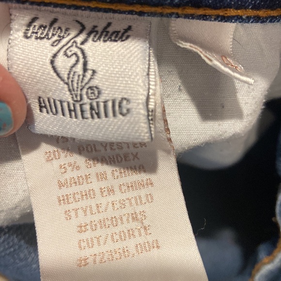 baby phat y2k denim jean capris 3/4 with embroidered butt pockets carnival - Picture 14 of 17